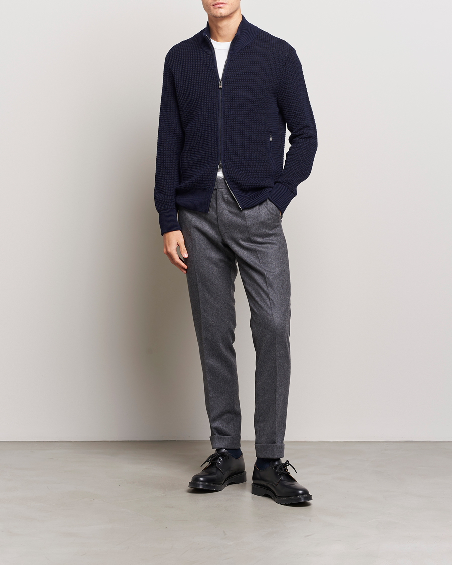 Herr | Tröjor | BOSS BLACK | Mabeo Heavy Knitted Full Zip Dark Blue