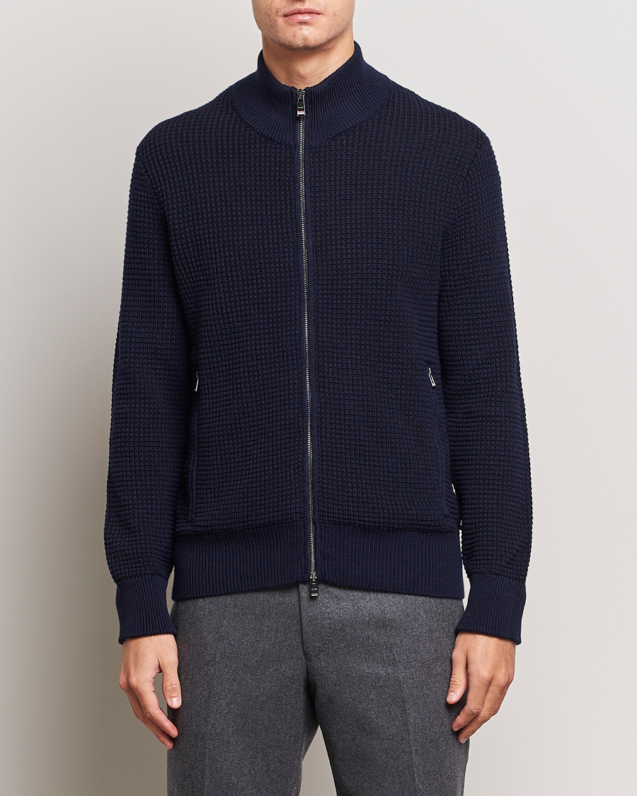 Herr | Tröjor | BOSS BLACK | Mabeo Heavy Knitted Full Zip Dark Blue