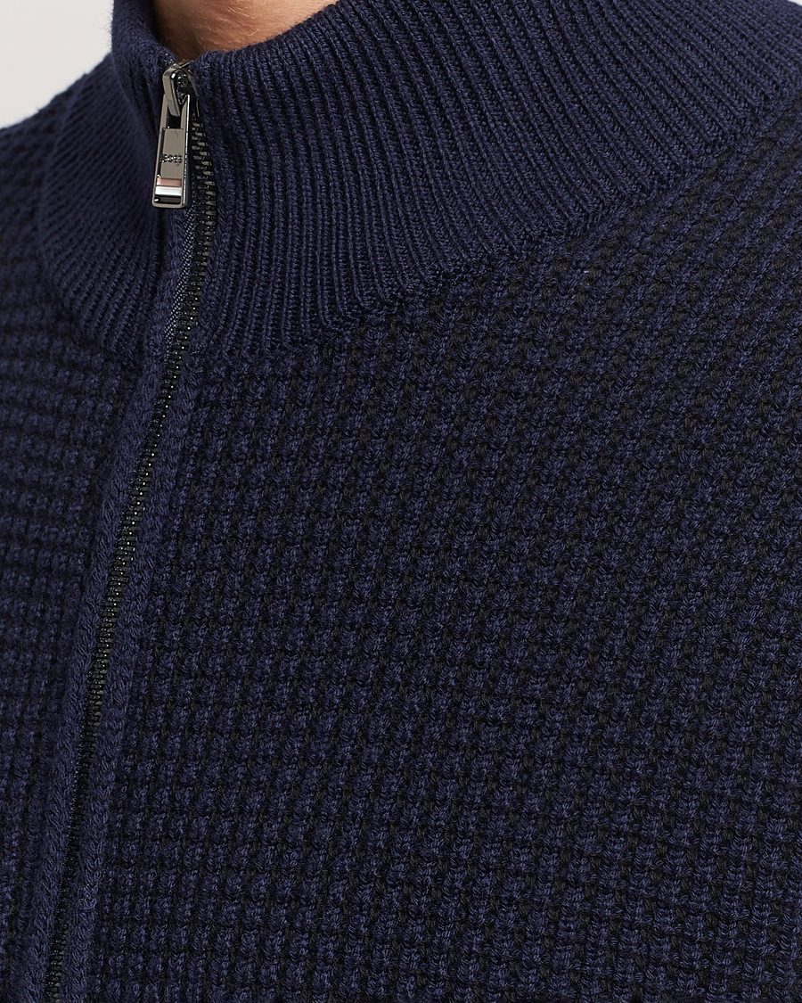 Herr | Tröjor | BOSS BLACK | Mabeo Heavy Knitted Full Zip Dark Blue