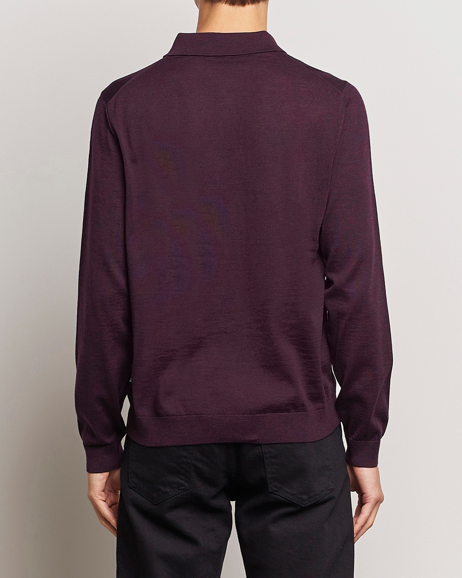 Herr | Tröjor | BOSS BLACK | Lancione Merino Knitted Polo Dark Red