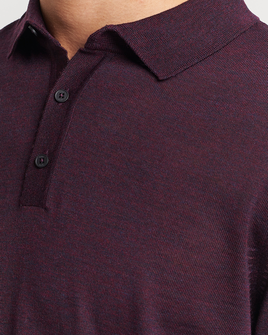 Herr | Tröjor | BOSS BLACK | Lancione Merino Knitted Polo Dark Red