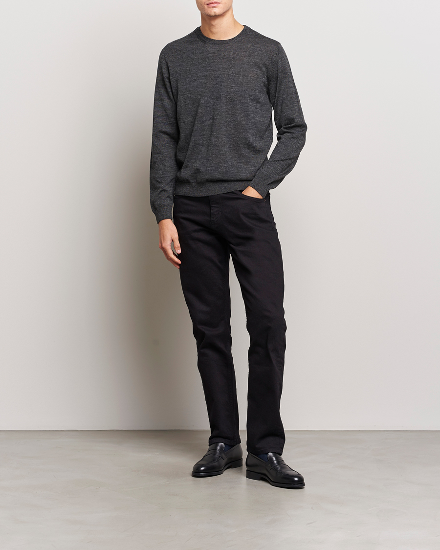 Herr | Tröjor | BOSS BLACK | Leno Knitted Sweater Black Melange