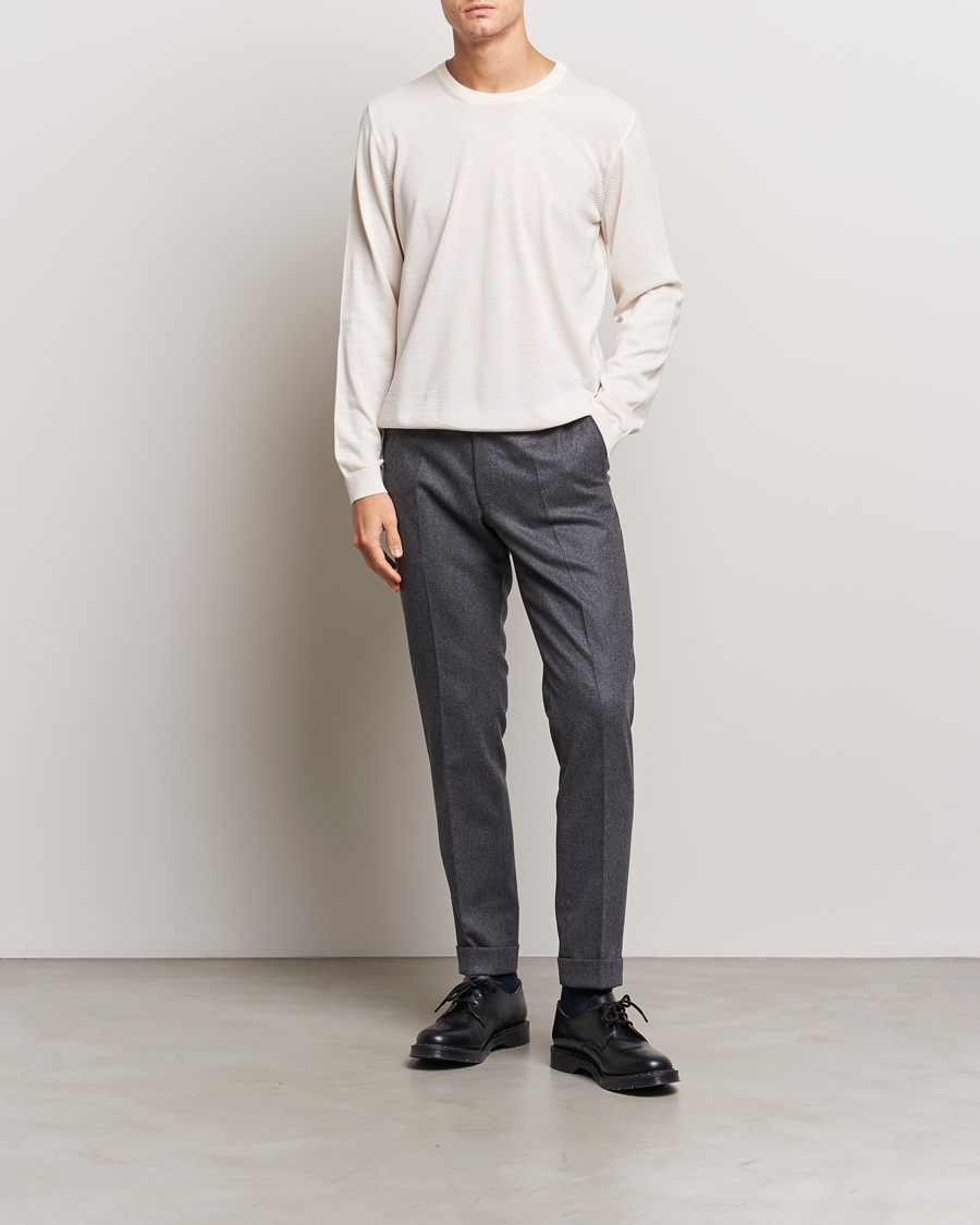 Herr | Tröjor | BOSS BLACK | Leno Knitted Sweater Open White