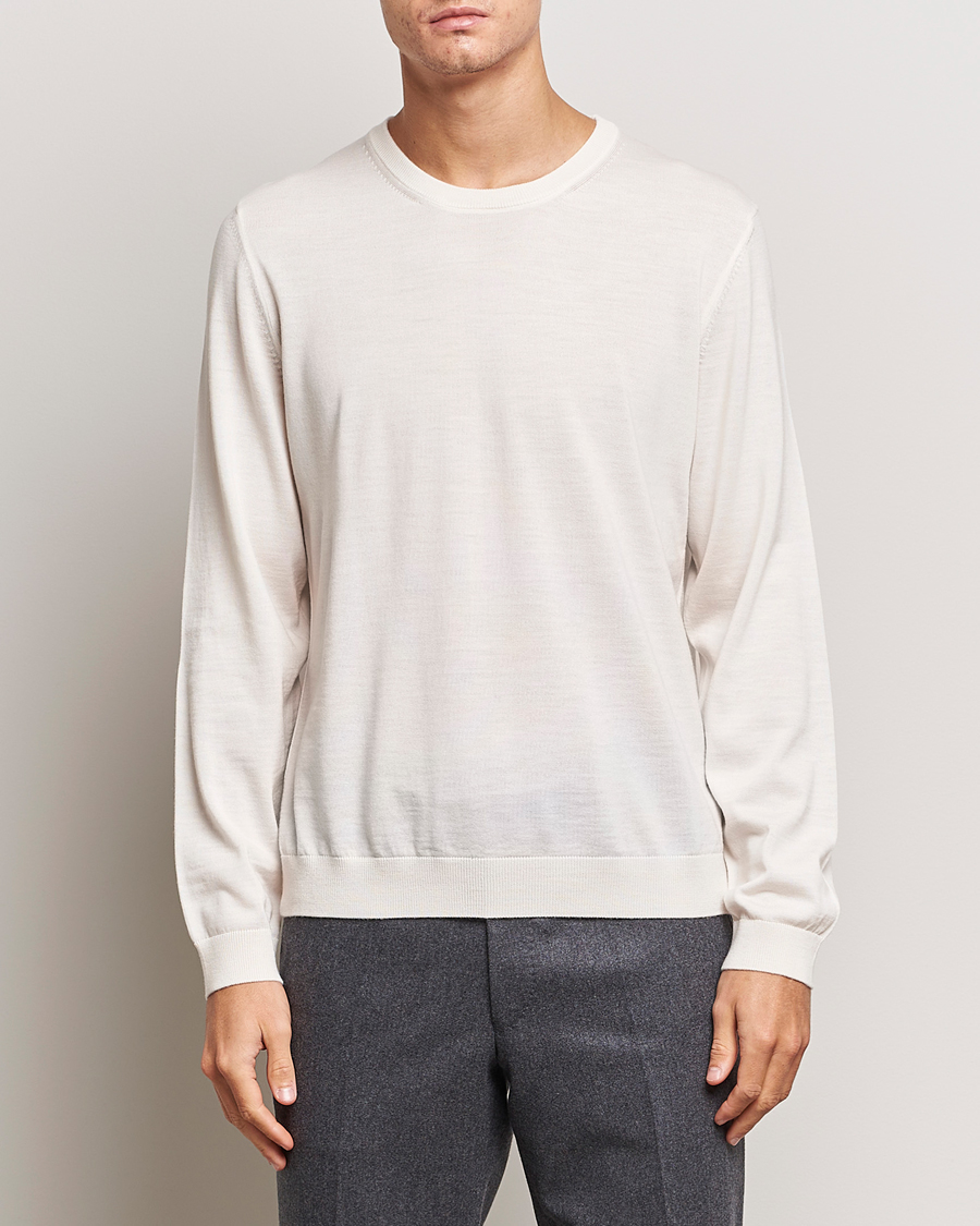 Herr | Tröjor | BOSS BLACK | Leno Knitted Sweater Open White