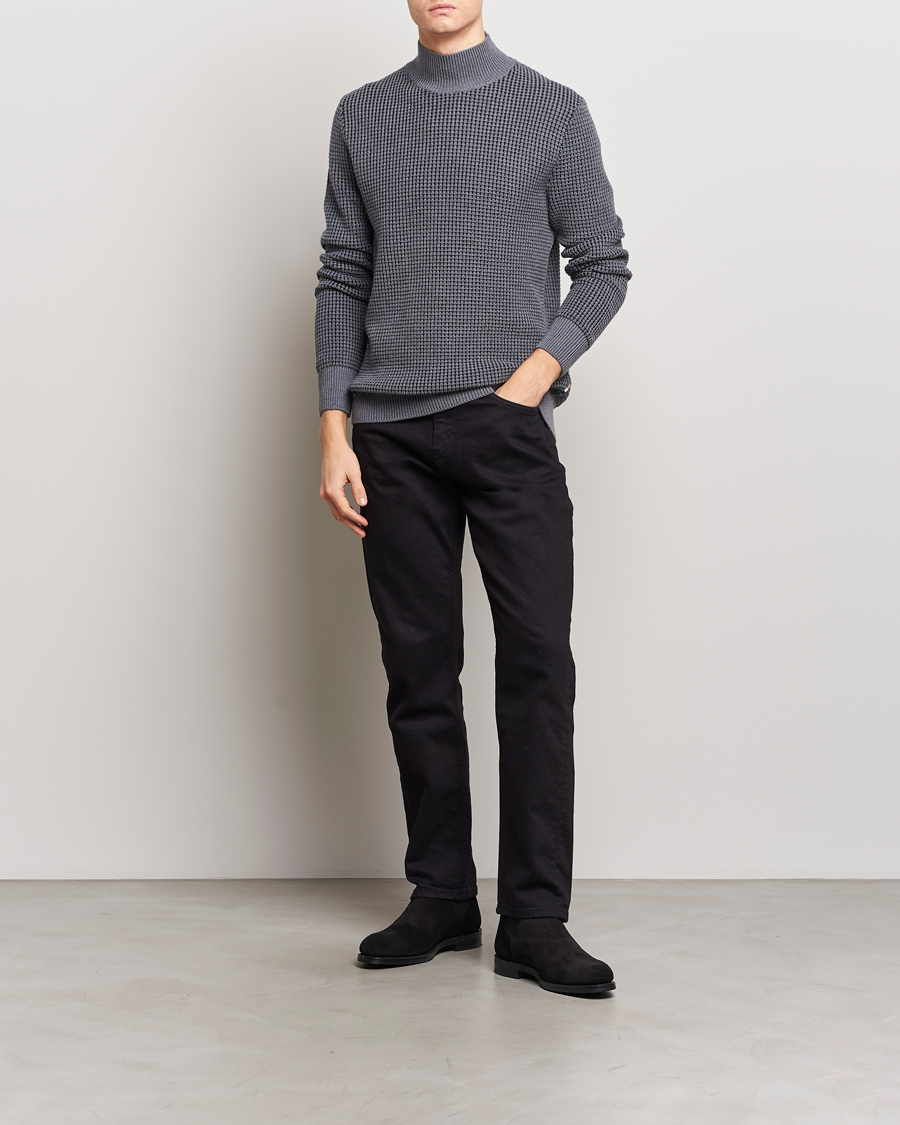 Herr | Tröjor | BOSS BLACK | Maurelio Heavy Knitted Polo Medium Grey
