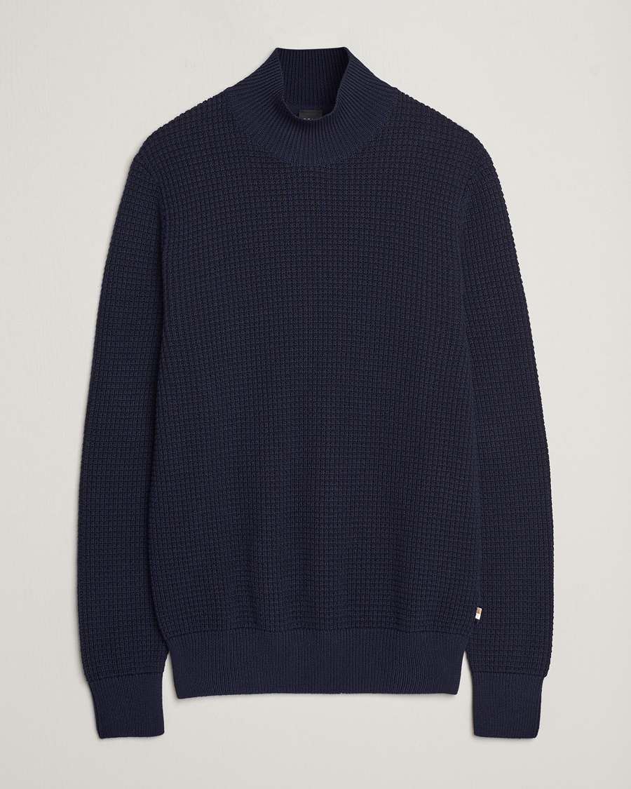 Herr | Tröjor | BOSS BLACK | Maurelio Heavy Knitted Polo Dark Blue