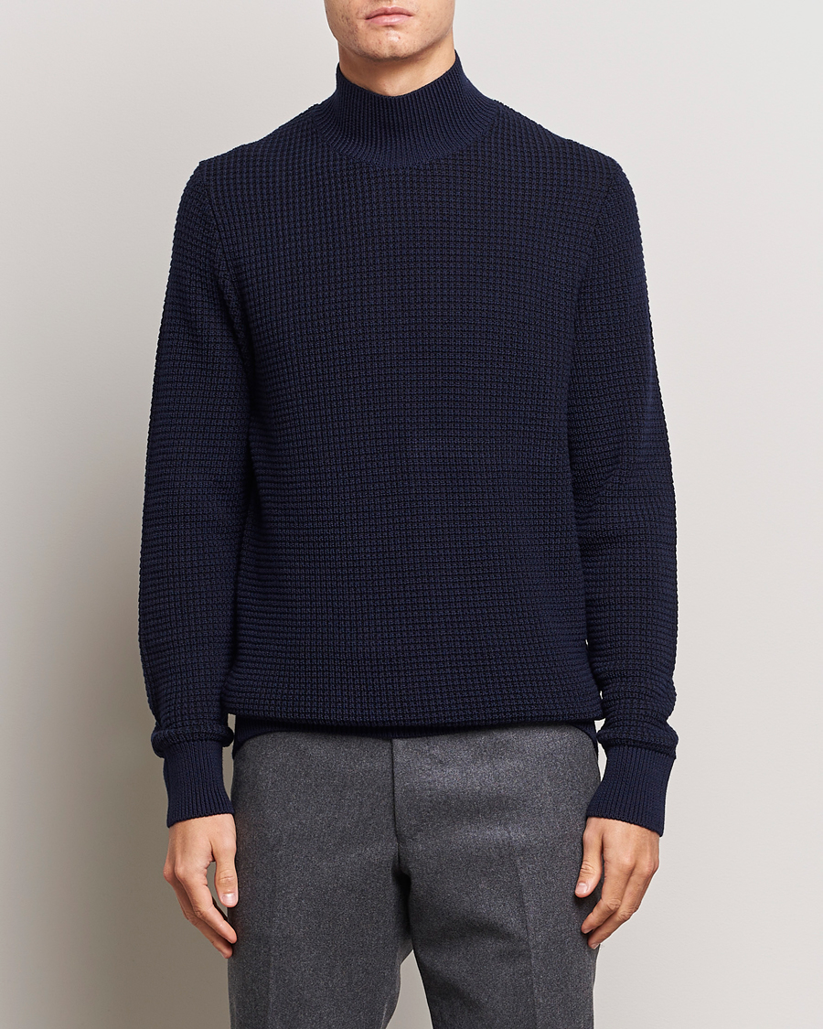 Herr | Tröjor | BOSS BLACK | Maurelio Heavy Knitted Polo Dark Blue