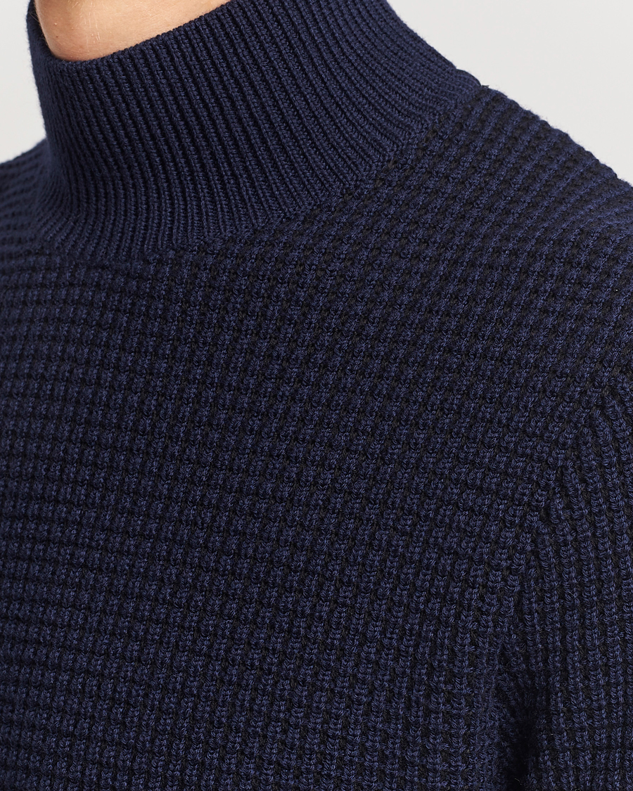 Herr | Tröjor | BOSS BLACK | Maurelio Heavy Knitted Polo Dark Blue