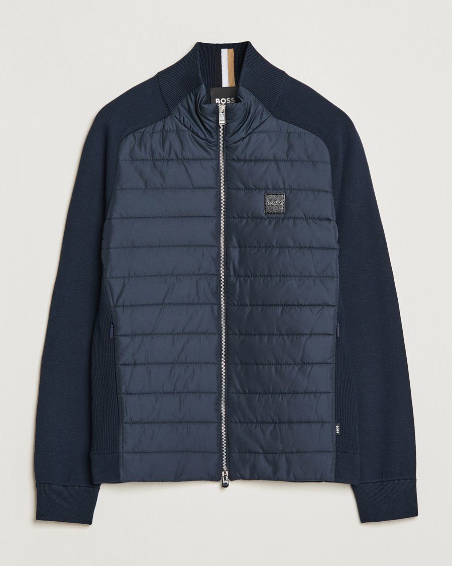 Herr | Tröjor | BOSS BLACK | Medesimo Hybrid Full Zip Dark Blue