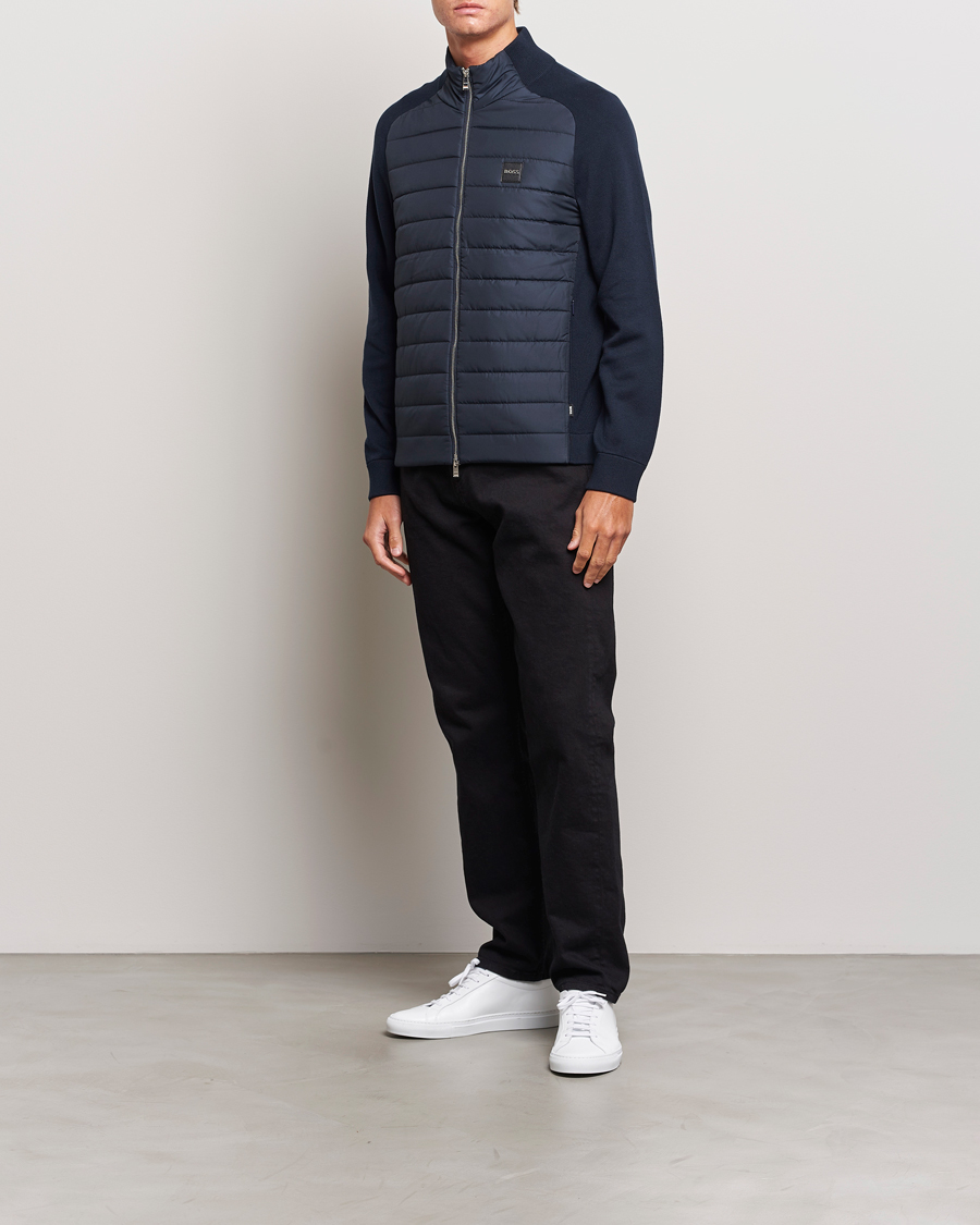 Herr | Tröjor | BOSS BLACK | Medesimo Hybrid Full Zip Dark Blue