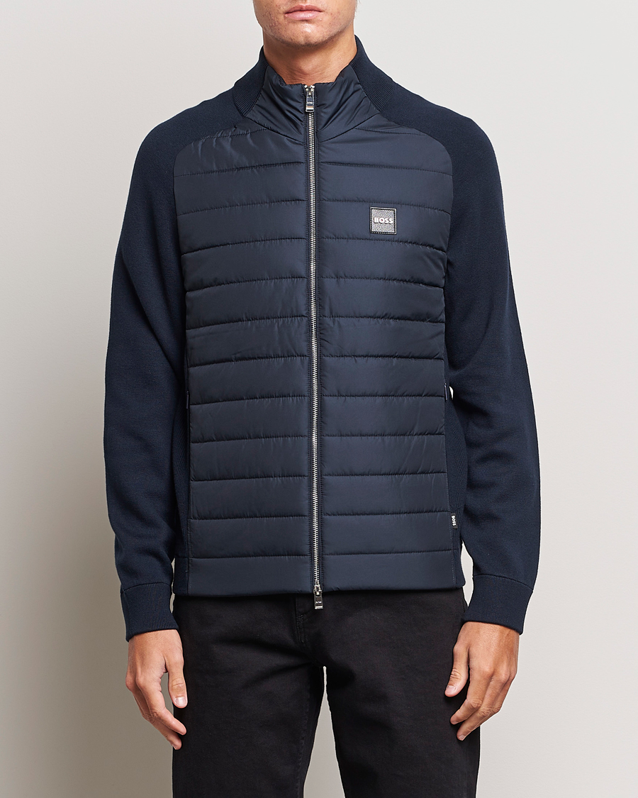 Herr | Tröjor | BOSS BLACK | Medesimo Hybrid Full Zip Dark Blue