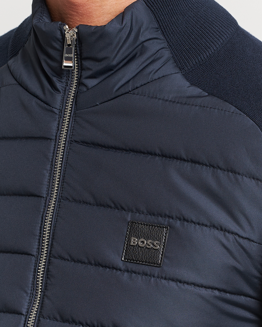 Herr | Tröjor | BOSS BLACK | Medesimo Hybrid Full Zip Dark Blue