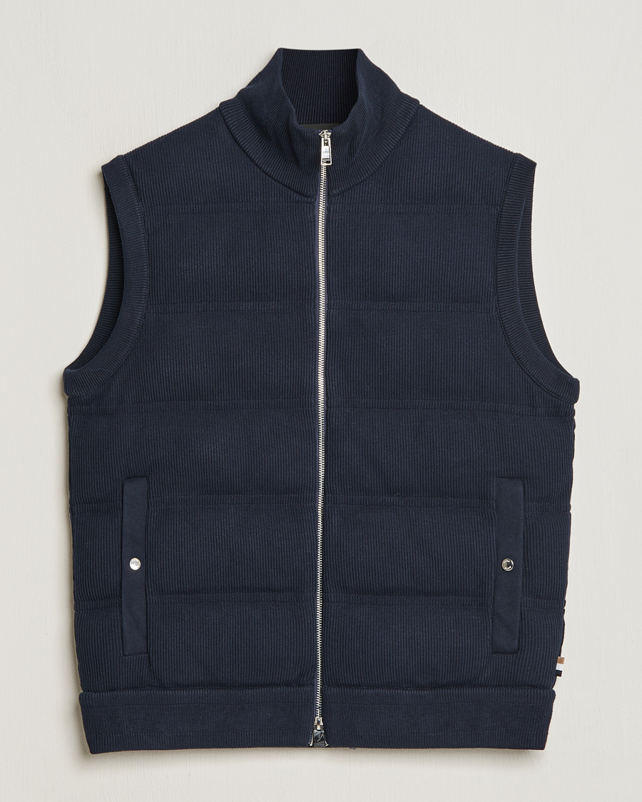Herr | Jackor | BOSS BLACK | Mandolino Corduroy Vest Dark Blue
