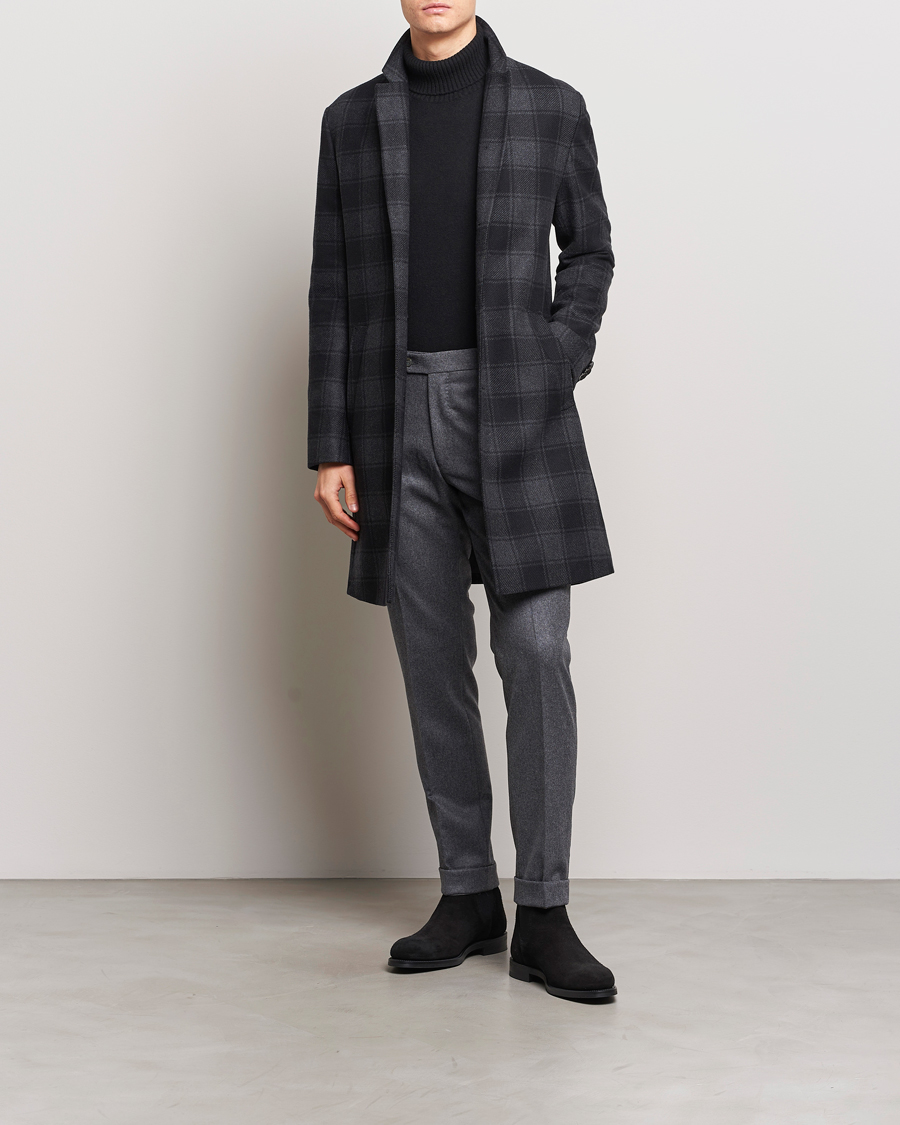 Herr | Jackor | BOSS BLACK | Hyde Wool Checked Coat Black/Grey