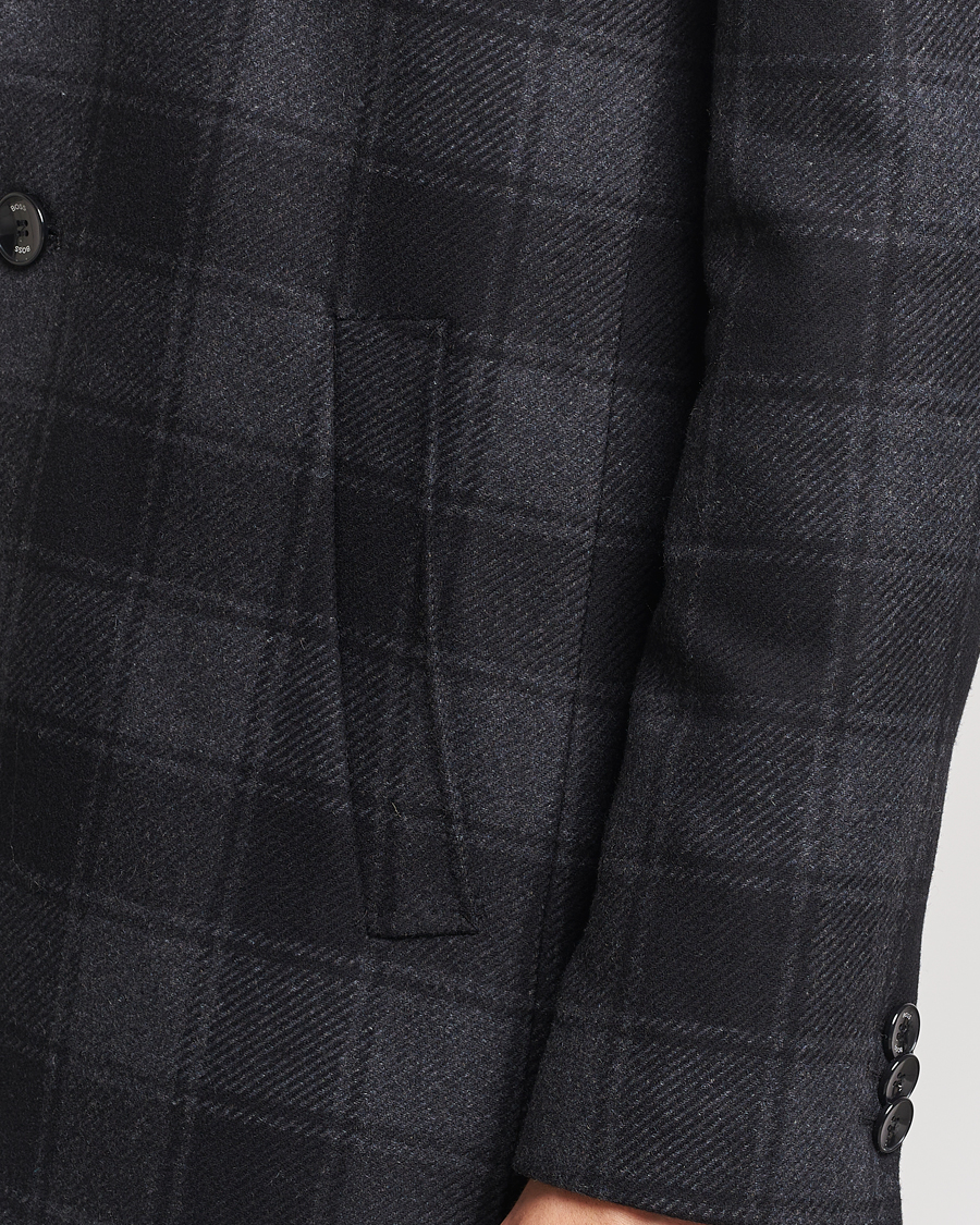 Herr | Jackor | BOSS BLACK | Hyde Wool Checked Coat Black/Grey