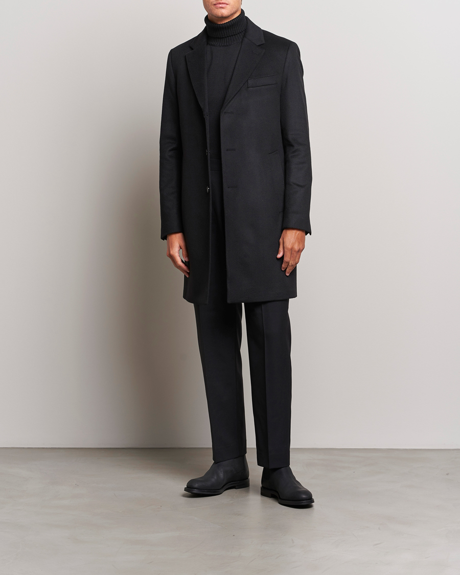 Herr | Jackor | BOSS BLACK | Hyde Wool/Cashmere Coat Black
