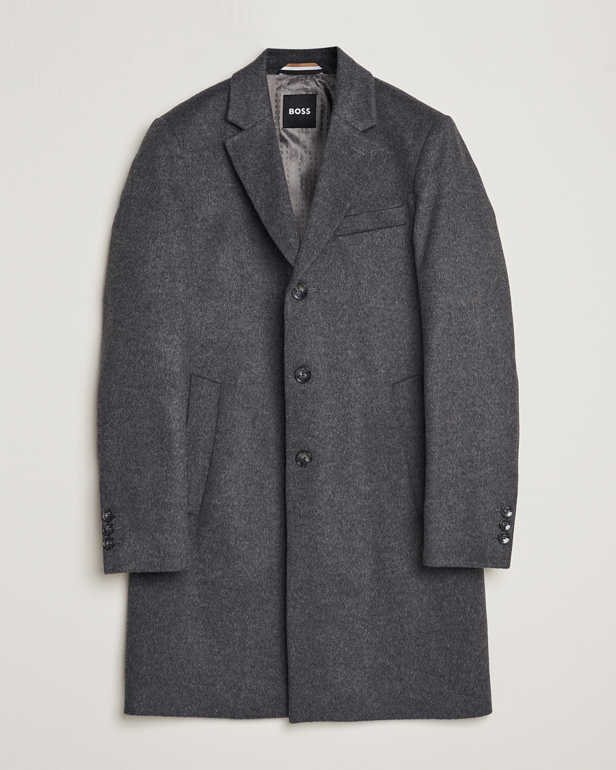 Herr | Jackor | BOSS BLACK | Hyde Wool/Cashmere Coat Medium Grey