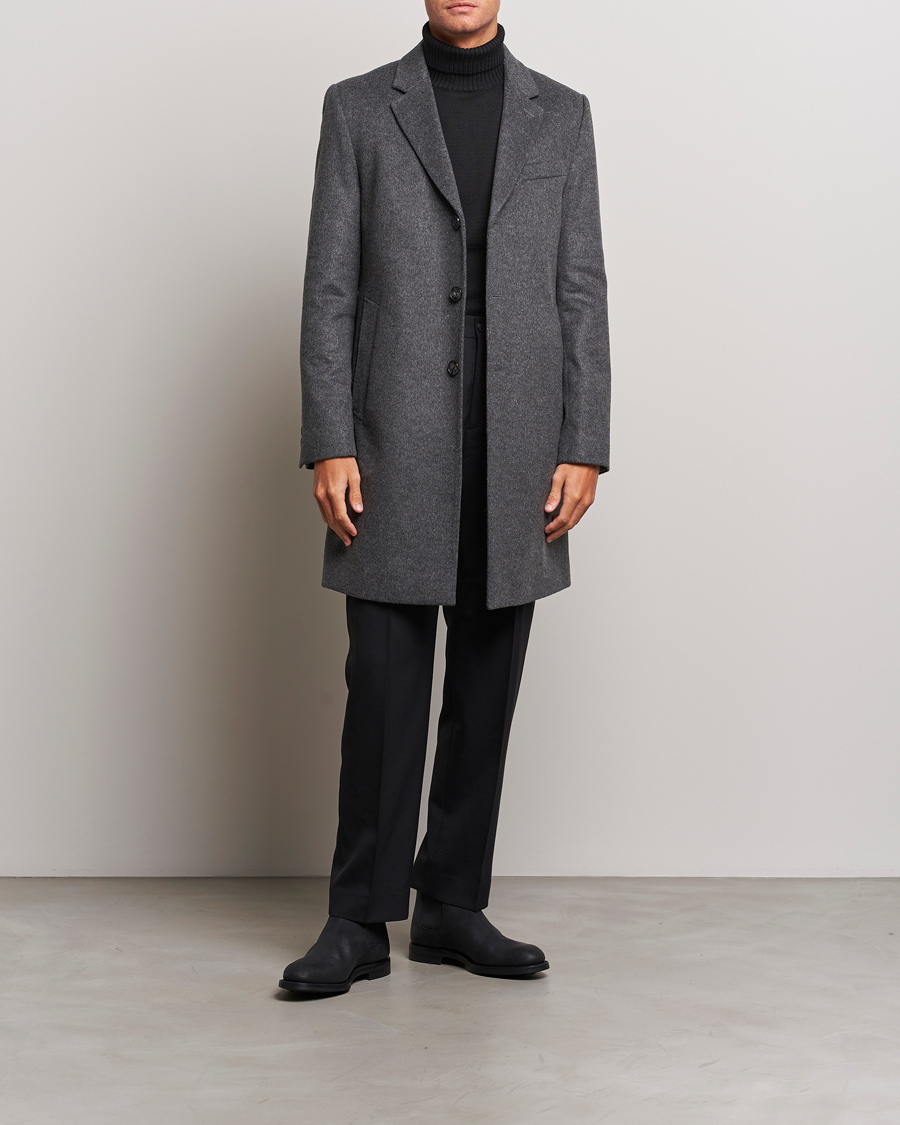 Herr | Jackor | BOSS BLACK | Hyde Wool/Cashmere Coat Medium Grey