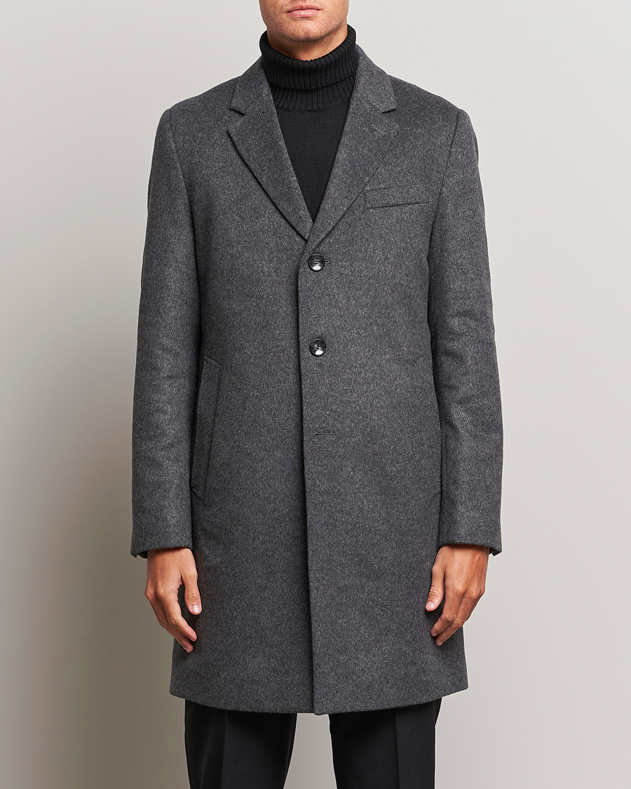 Herr | Dressade jackor | BOSS BLACK | Hyde Wool/Cashmere Coat Medium Grey