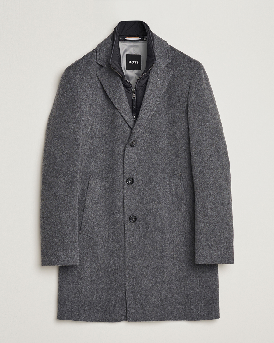 Herr | Jackor | BOSS BLACK | Hyde Wool Bib Coat Medium Grey
