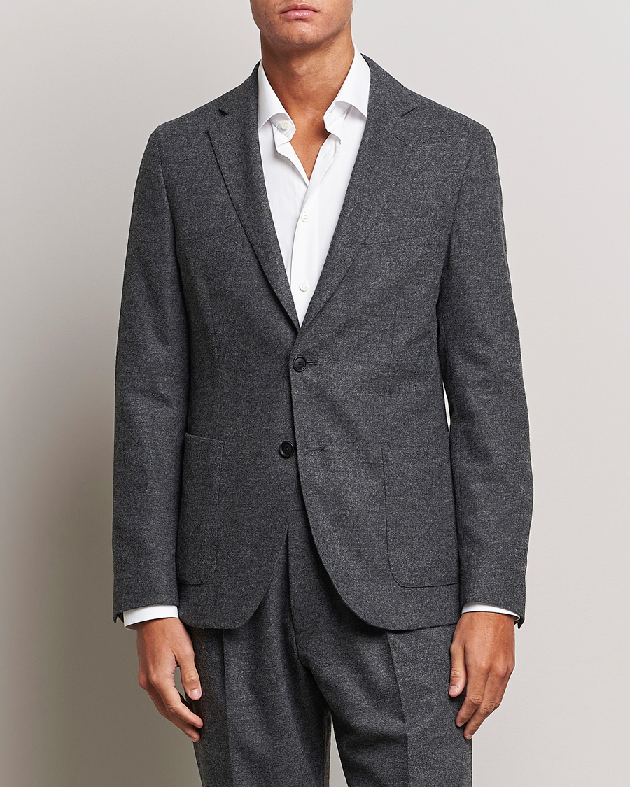 Herr | Kavajer | BOSS BLACK | Hanry Tech Flannel Blazer Dark Grey