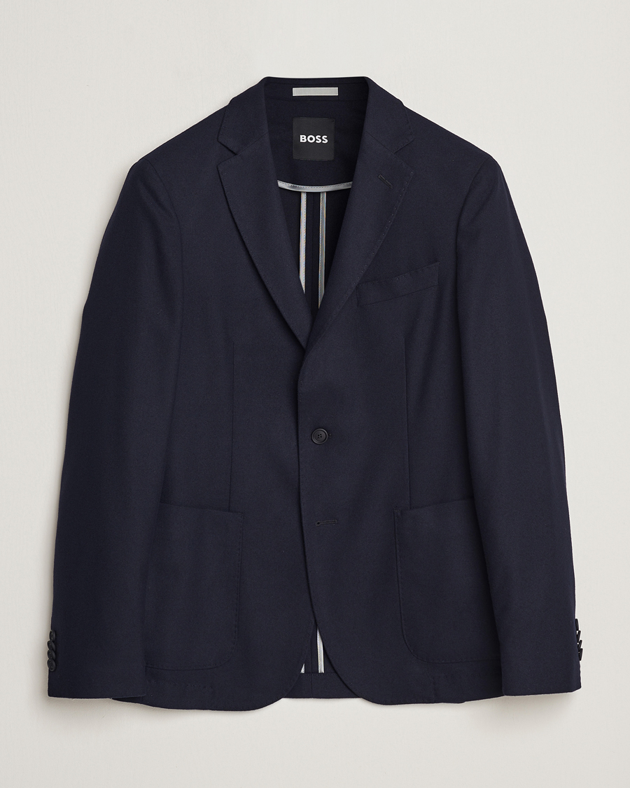 Herr | Kavajer | BOSS BLACK | Hanry Tech Flannel Blazer Dark Blue