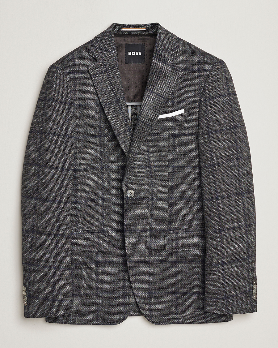 Herr | Kavajer | BOSS BLACK | Hutson Checked Wool Blazer Dark Grey