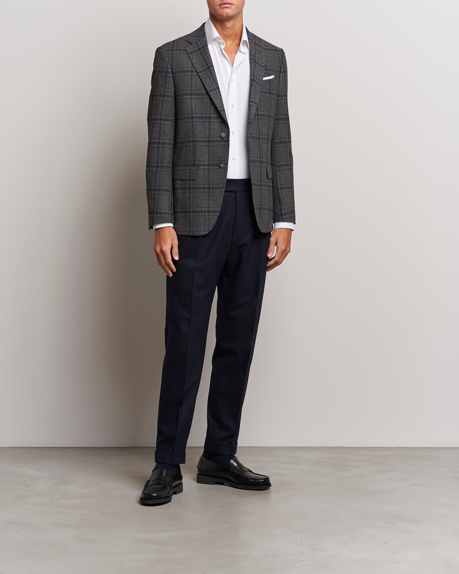 Herr | Kavajer | BOSS BLACK | Hutson Checked Wool Blazer Dark Grey
