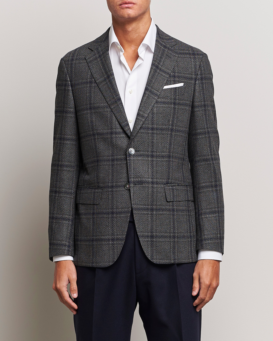 Herr | Kavajer | BOSS BLACK | Hutson Checked Wool Blazer Dark Grey