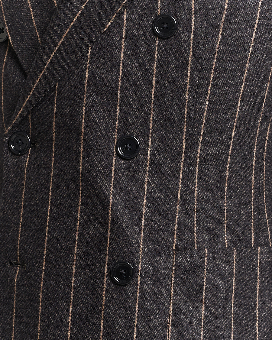 Herr | Kostymer | BOSS BLACK | Huge Double Breasted Pinstripe Suit Dark Brown