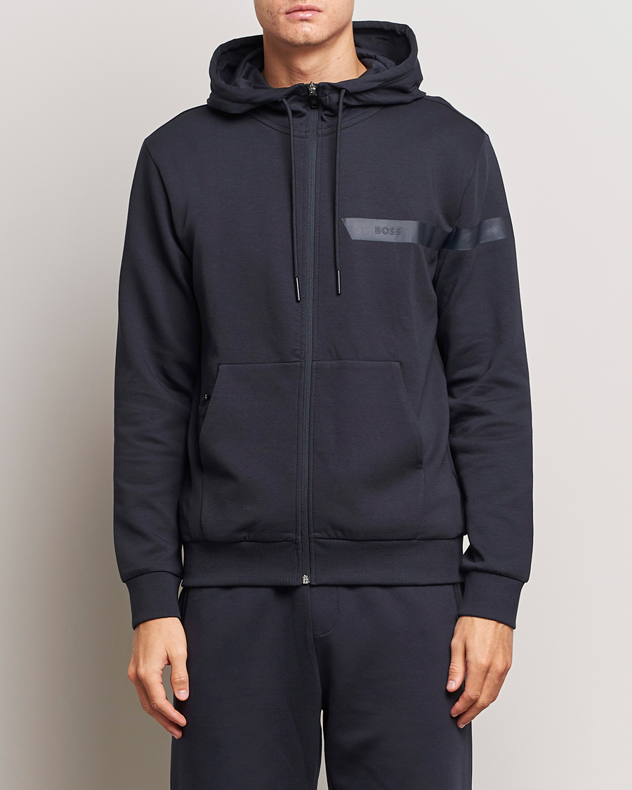 Herr | Huvtröjor | BOSS GREEN | Saggy Full Zip Hoodie Dark Blue