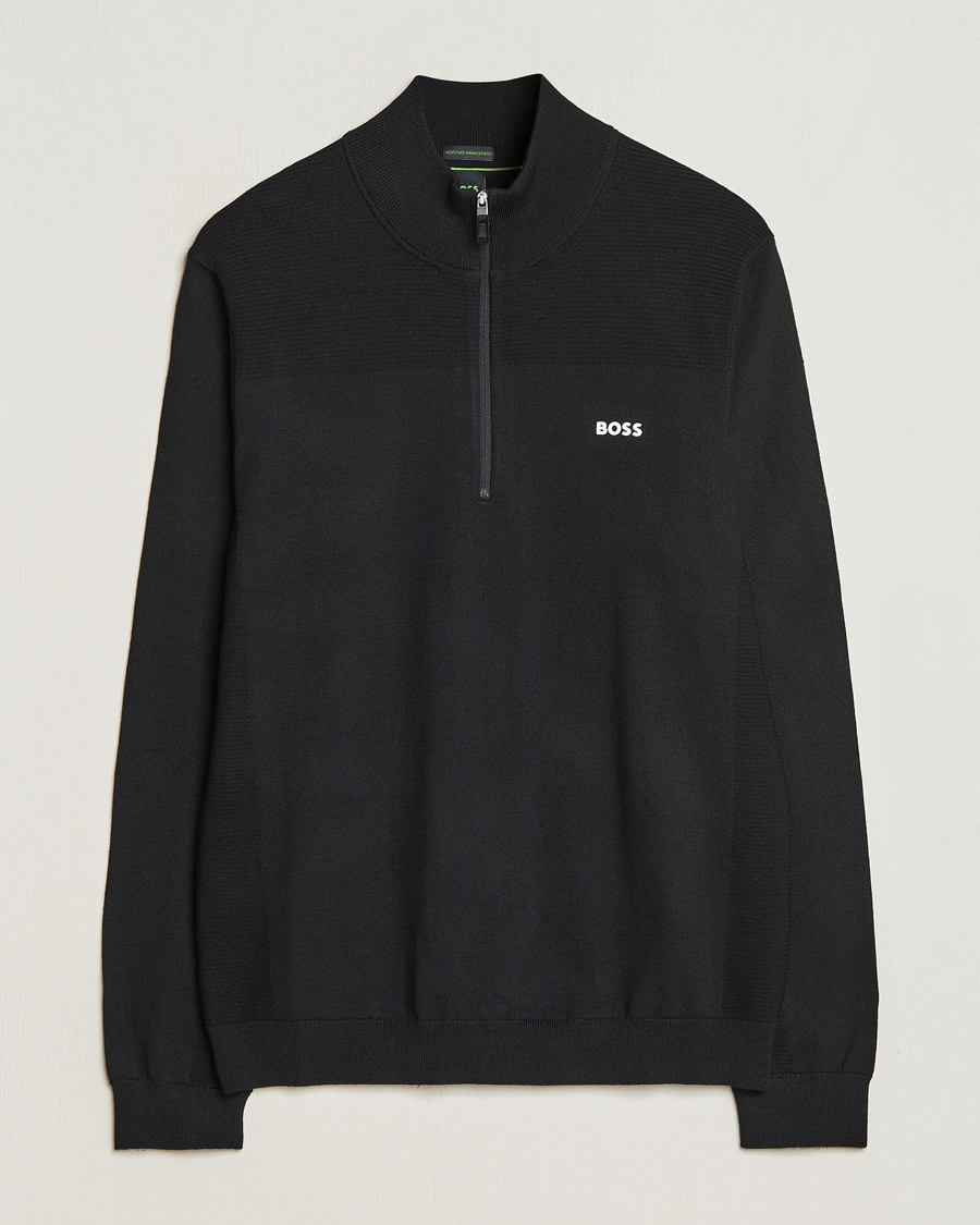Herr | Tröjor | BOSS GREEN | Momentum Knitted Half Zip Black