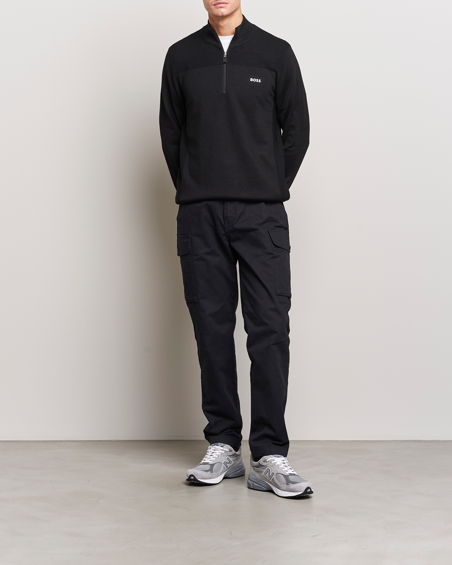 Herr | Tröjor | BOSS GREEN | Momentum Knitted Half Zip Black