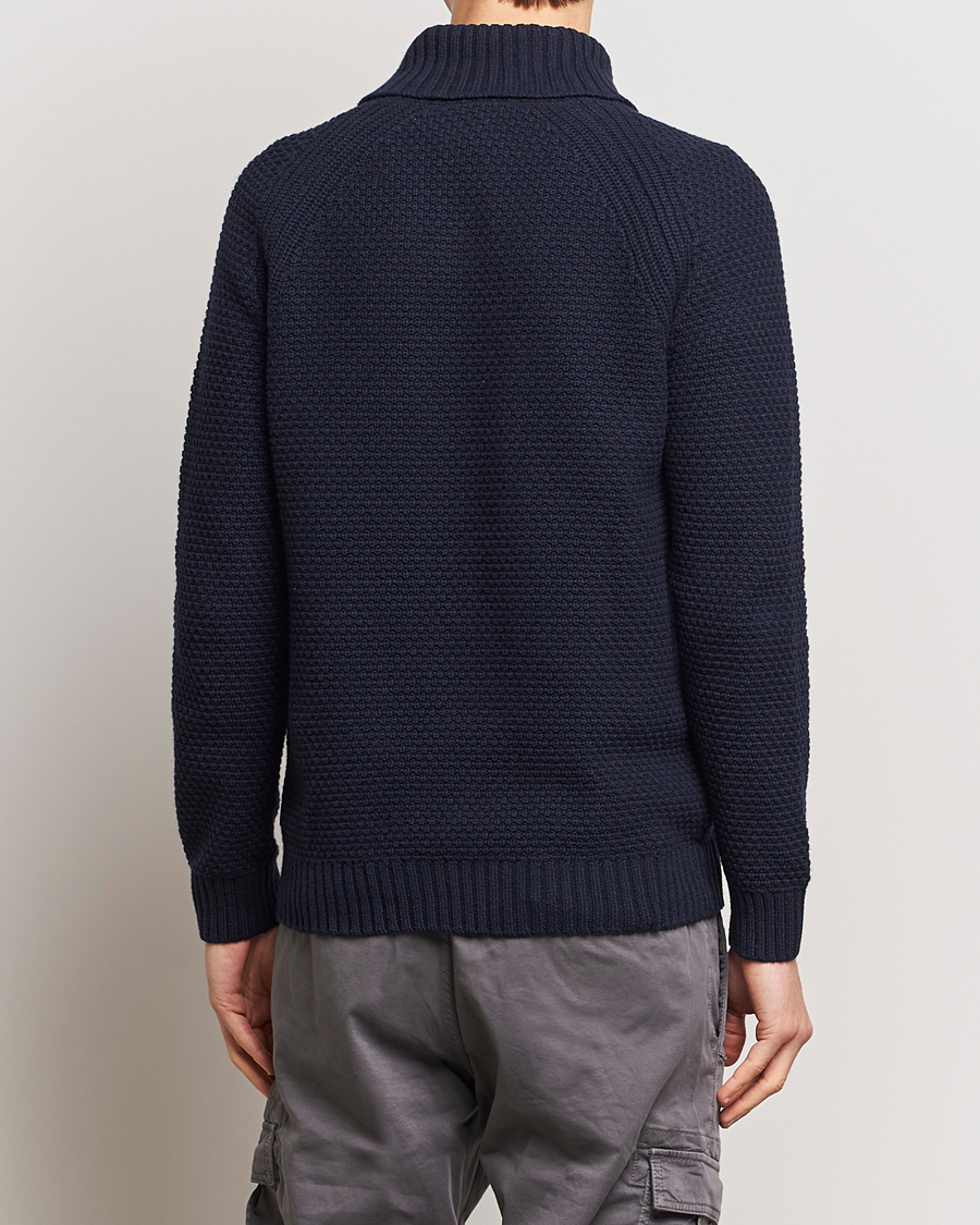 Herr | Tröjor | BOSS ORANGE | Amado Heavy Knitted Shawl Collar Sweater Dark Blue