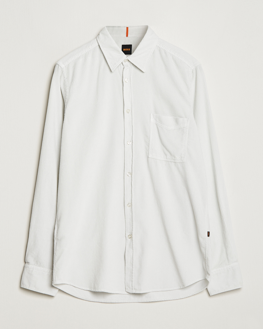 Herr | Skjortor | BOSS ORANGE | Relegant Corduroy Shirt Light Grey