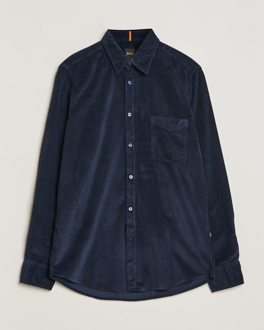 Herr | Skjortor | BOSS ORANGE | Relegant Corduroy Shirt Dark Blue