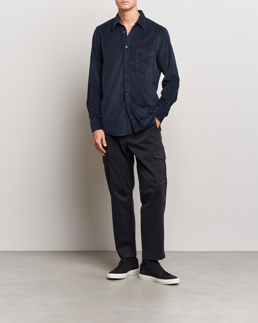 Herr | Skjortor | BOSS ORANGE | Relegant Corduroy Shirt Dark Blue