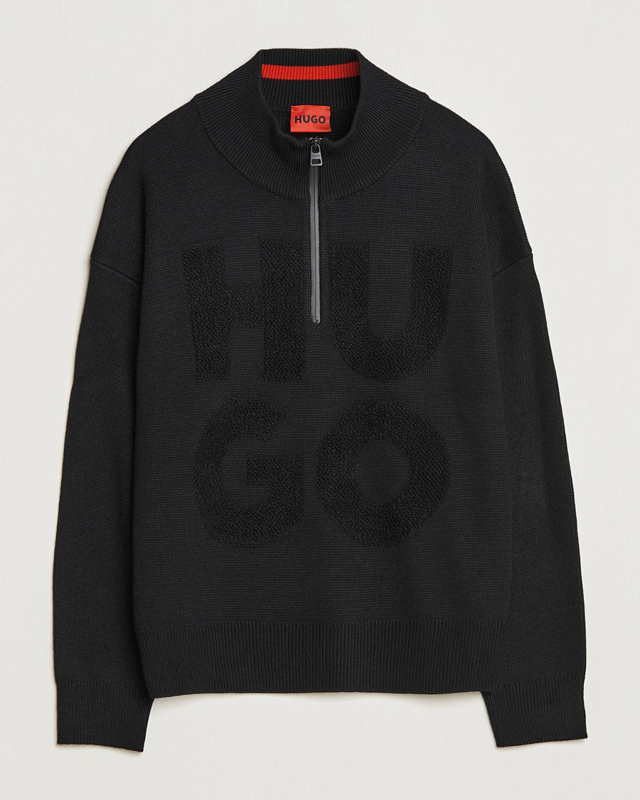 Herr | Tröjor | HUGO | Sonel Knitted Half Zip Black