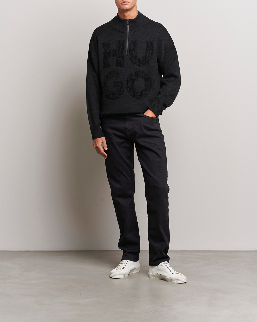 Herr | Tröjor | HUGO | Sonel Knitted Half Zip Black