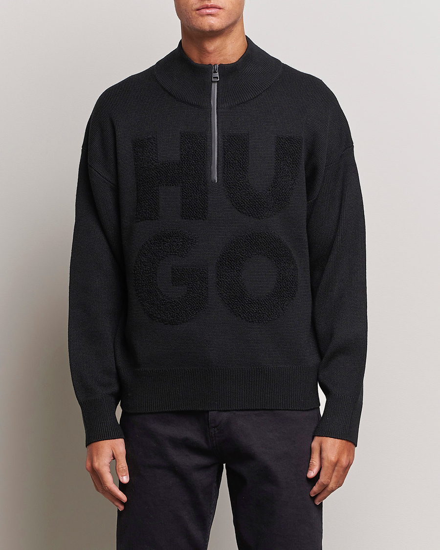 Herr | Tröjor | HUGO | Sonel Knitted Half Zip Black
