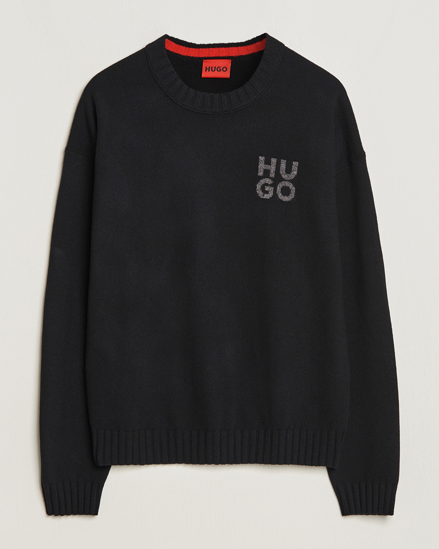 Herr | Tröjor | HUGO | San Cassio Knitted Sweater Black