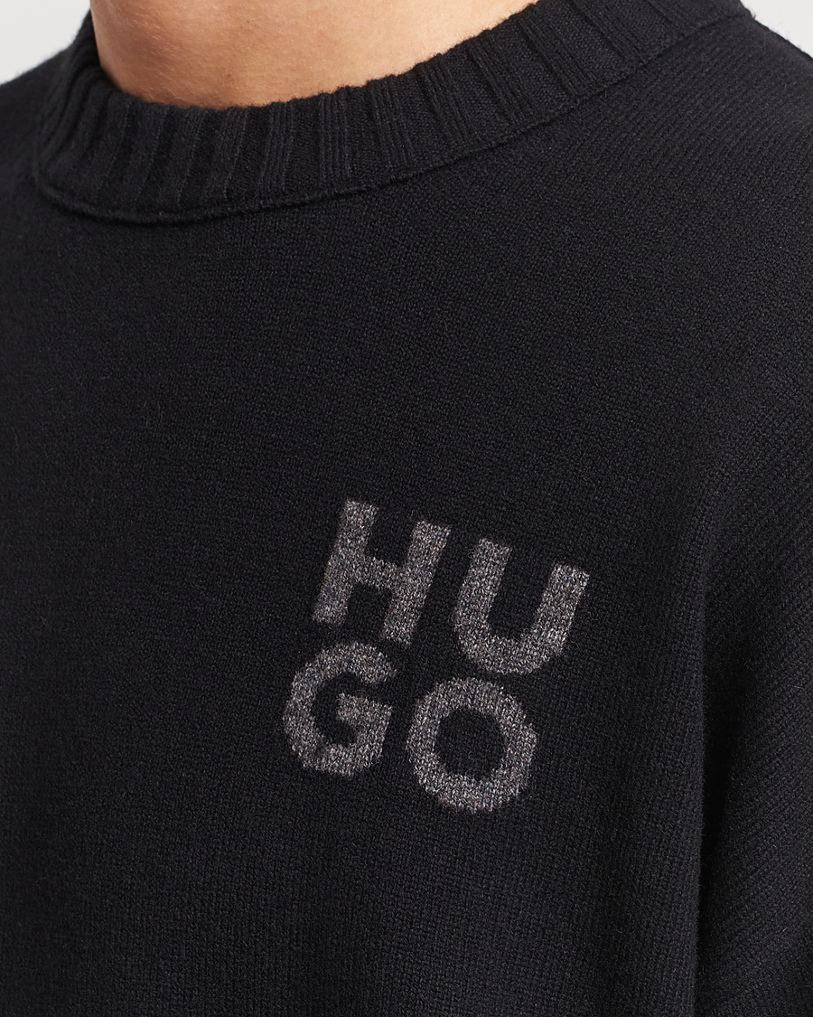 Herr | Tröjor | HUGO | San Cassio Knitted Sweater Black