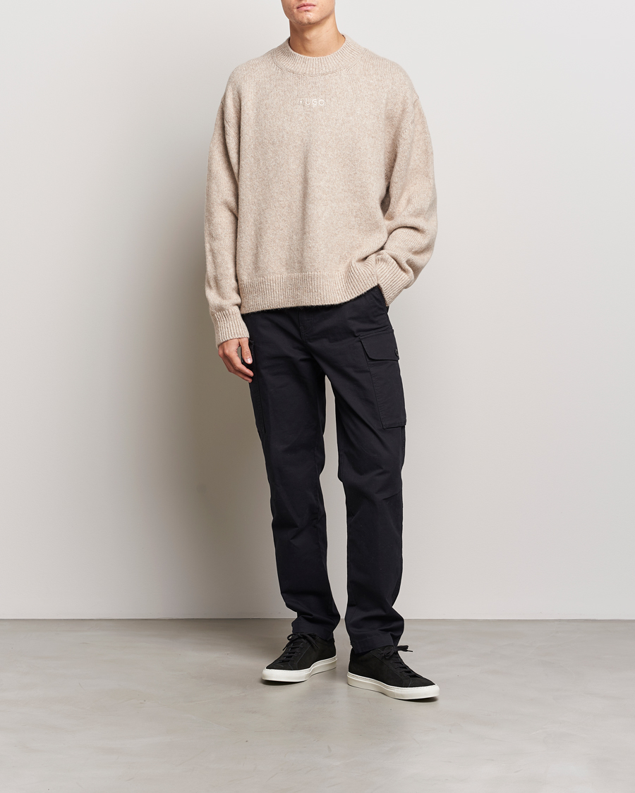 Herr | Tröjor | HUGO | Seese Knitted Sweater Light Beige