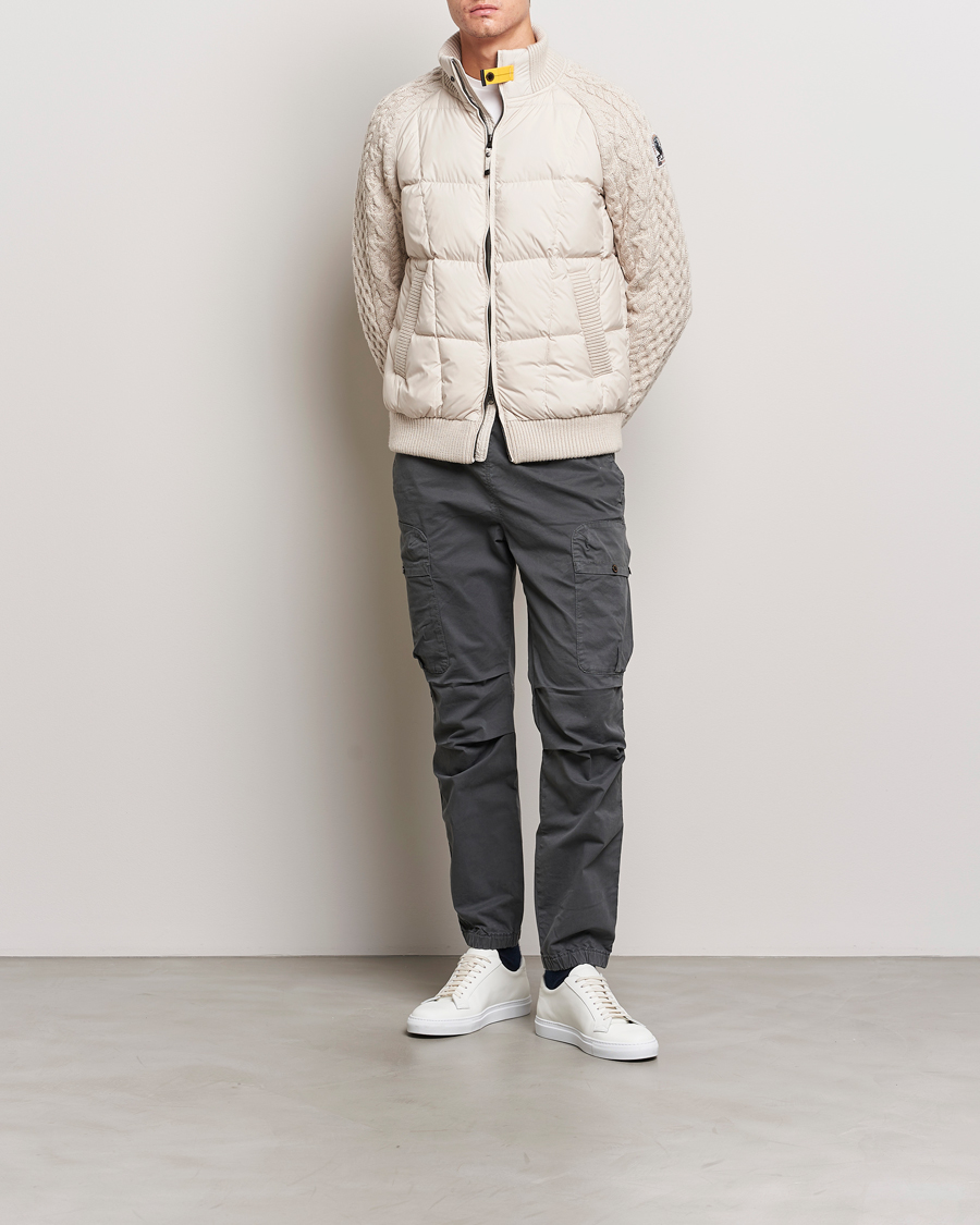 Herr | Jackor | Parajumpers | Great Aran Knitted Hybrid Jacket Bone