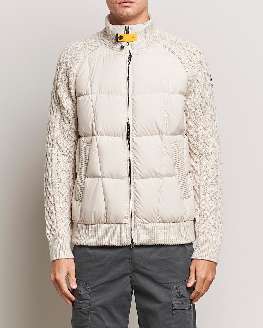 Herr | Jackor | Parajumpers | Great Aran Knitted Hybrid Jacket Bone
