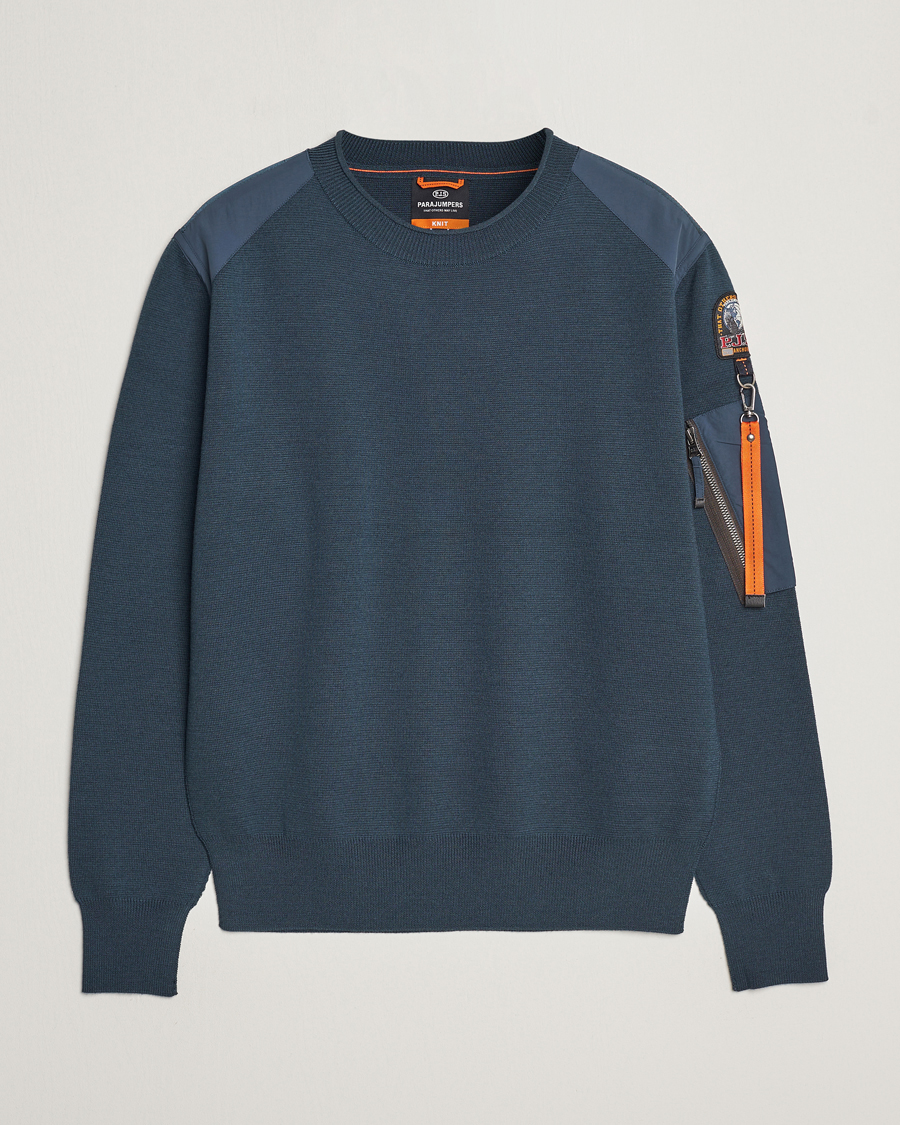 Herr | Tröjor | Parajumpers | Braw Rescue Knitted Crew Neck Dark Avio