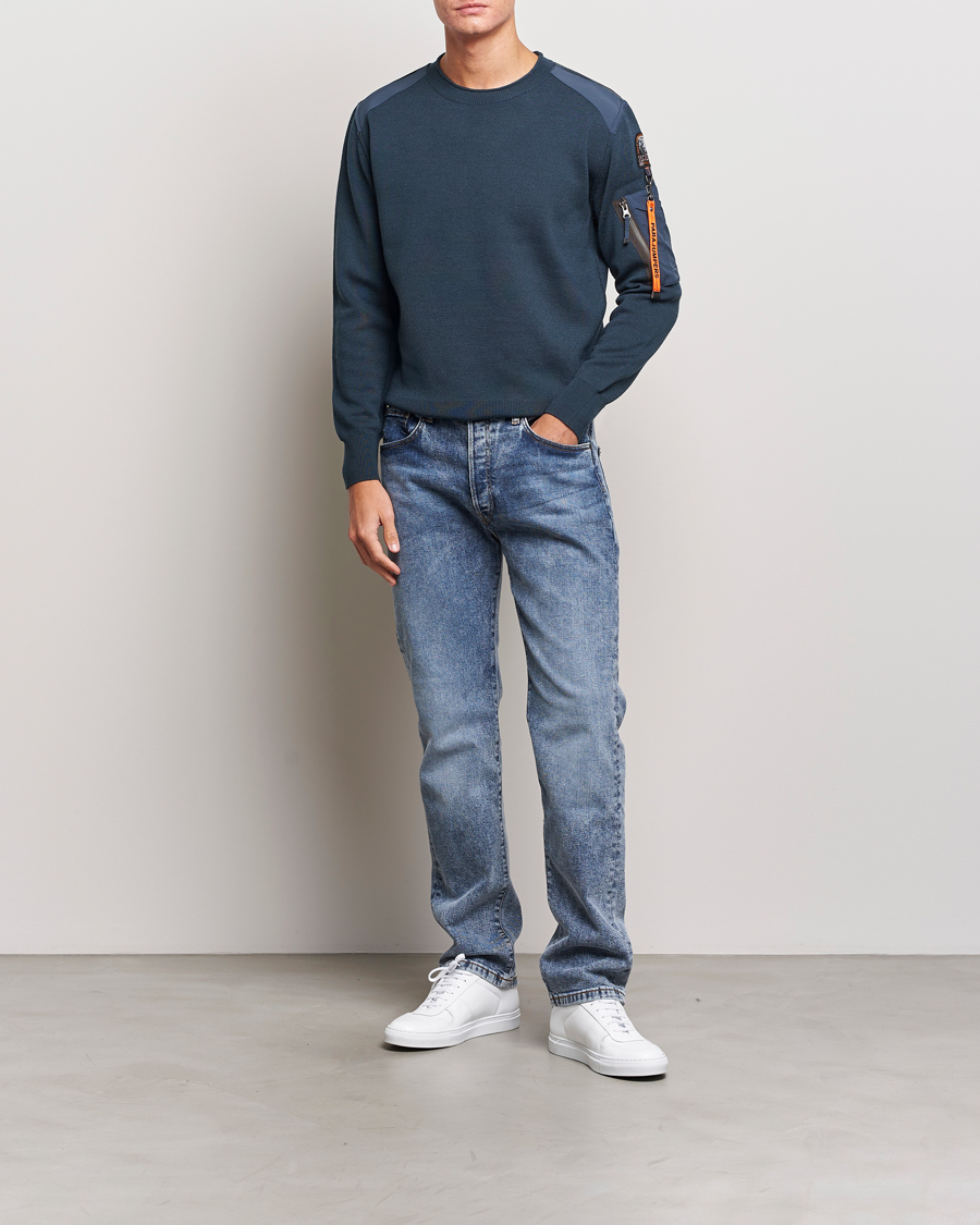 Herr | Tröjor | Parajumpers | Braw Rescue Knitted Crew Neck Dark Avio