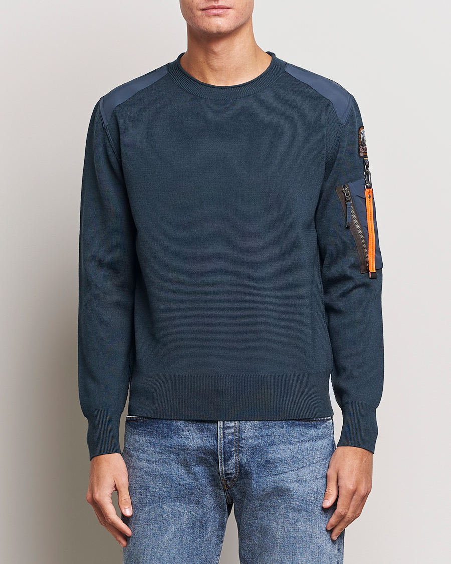 Herr | Tröjor | Parajumpers | Braw Rescue Knitted Crew Neck Dark Avio