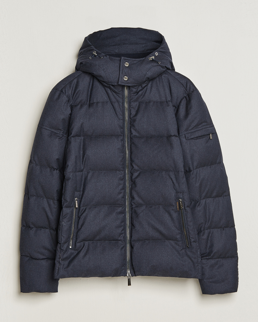 Herr | Jackor | MooRER | Brett Wool/Cashmere Hooded Jacket Blue Grey