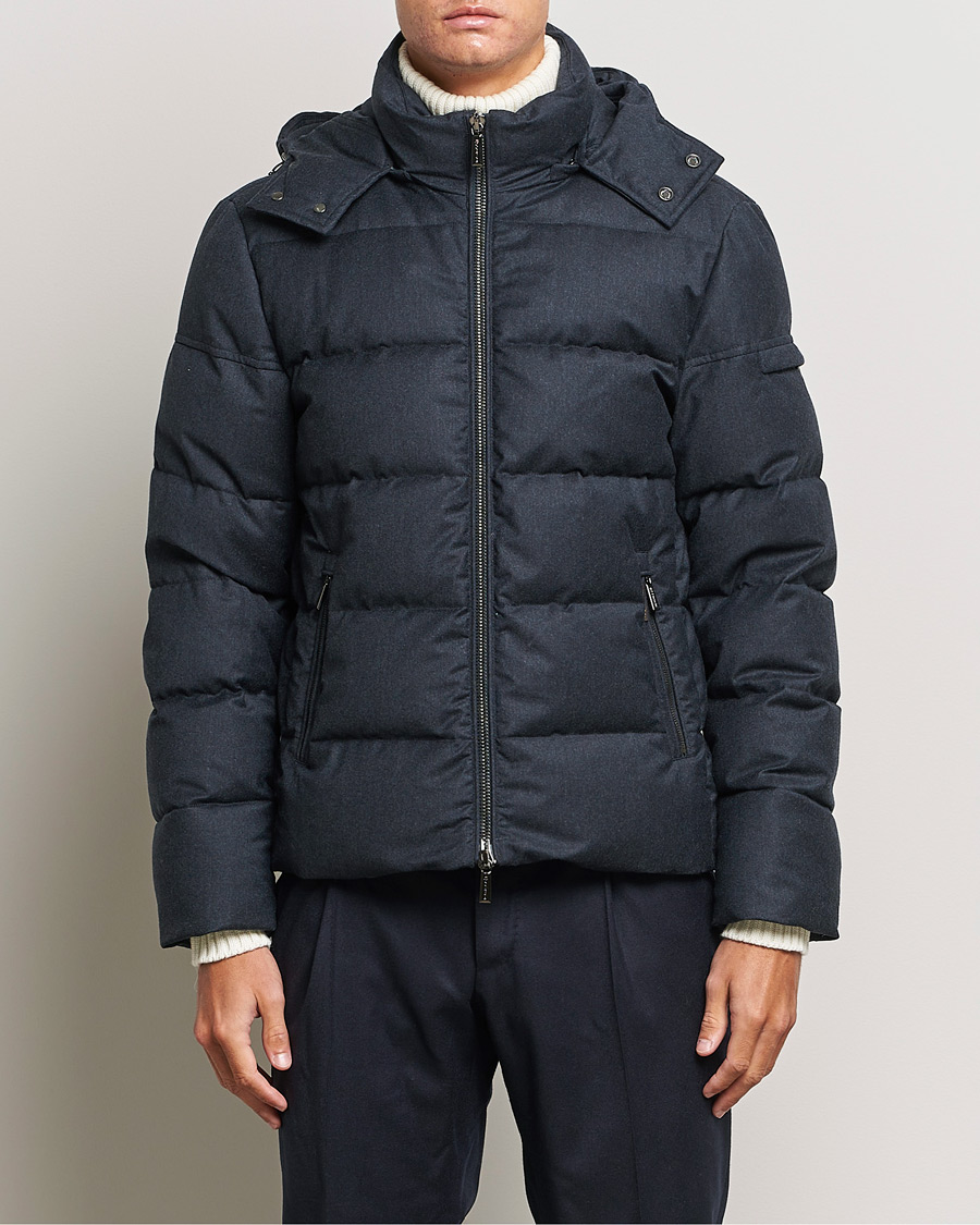 Herr | Jackor | MooRER | Brett Wool/Cashmere Hooded Jacket Blue Grey